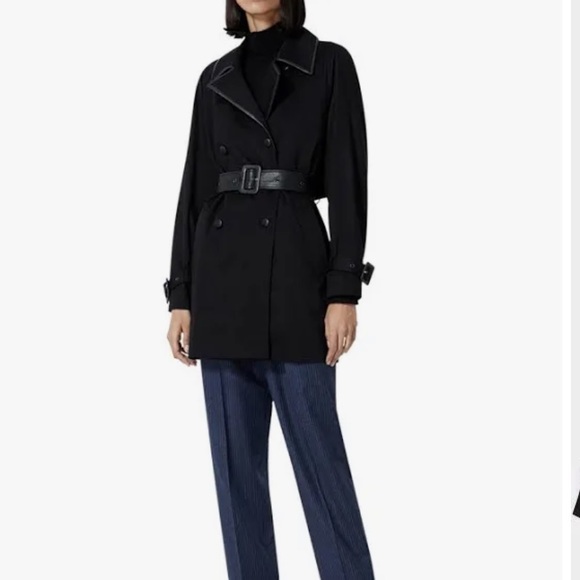 NEW The Kooples black cotton trench coat with leather lining - Picture 3 of 8